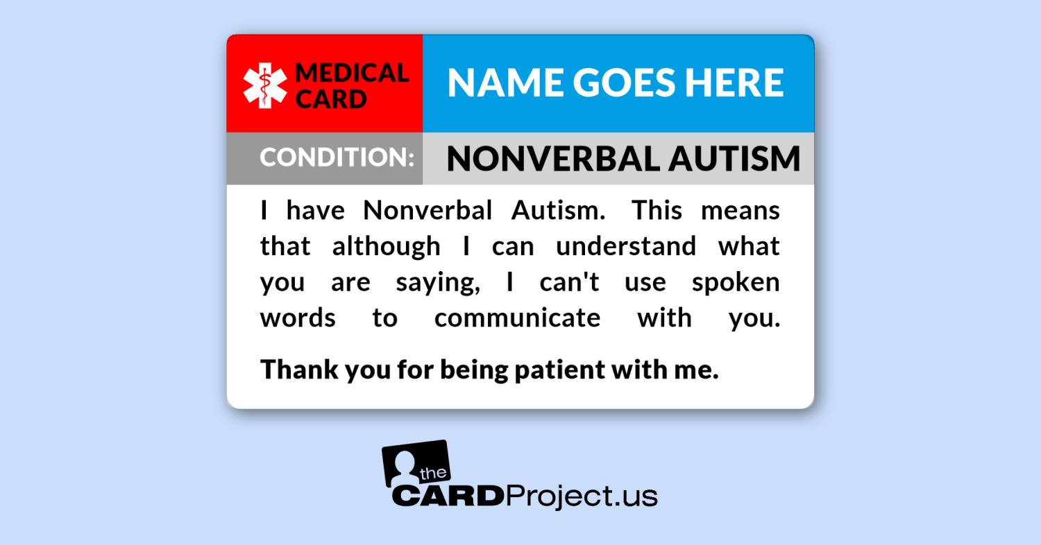 Non Verbal Autism Medical ID (FRONT)